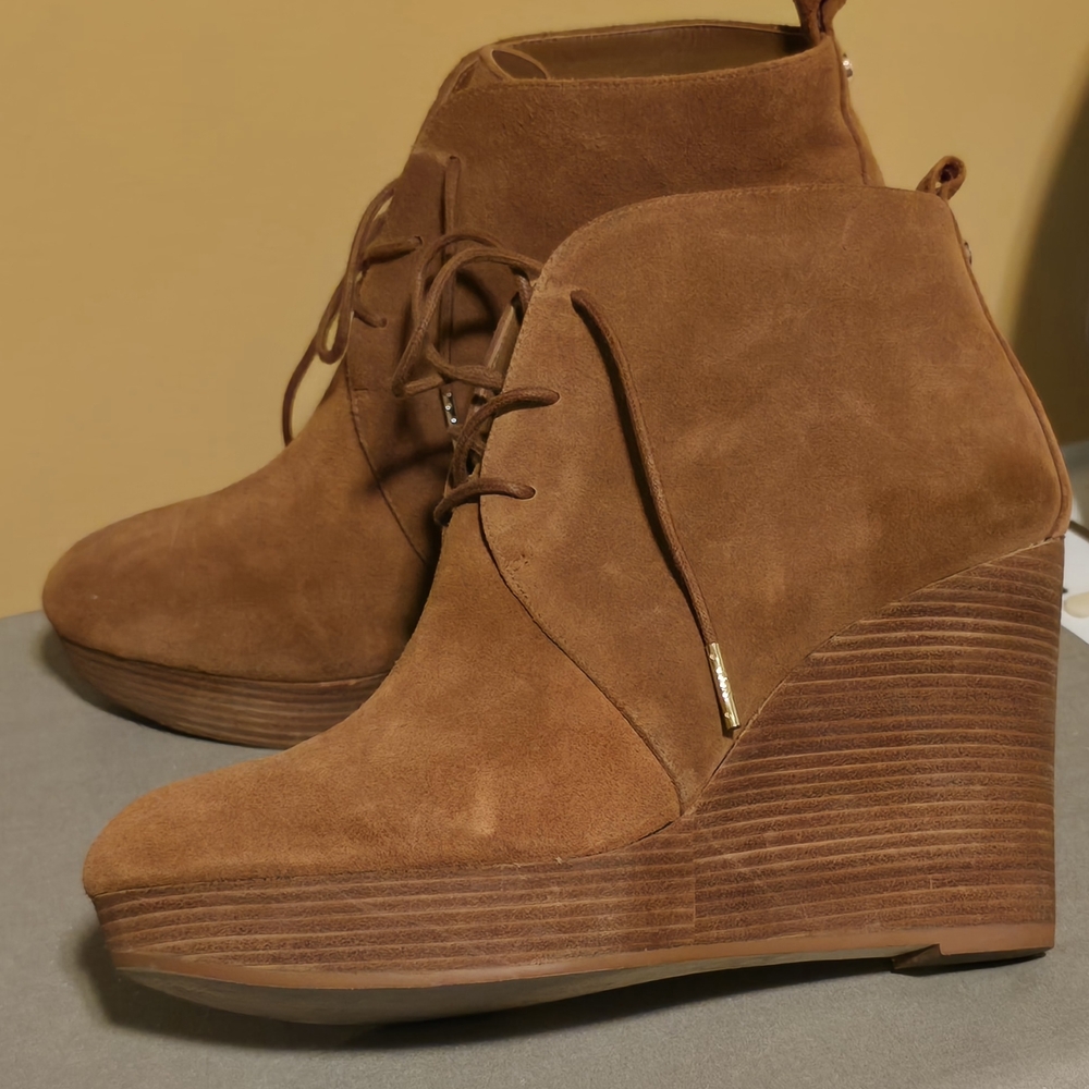 MICHAEL Michael Kors Tan Suede Wedge Boots